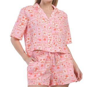 Sigrid Olsen Pink and Orange Women's Pajama Set